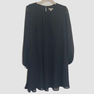 Eva Mendes for New York & Company- Black Cocktail Dress Sheer Long Sleeve - sz 8